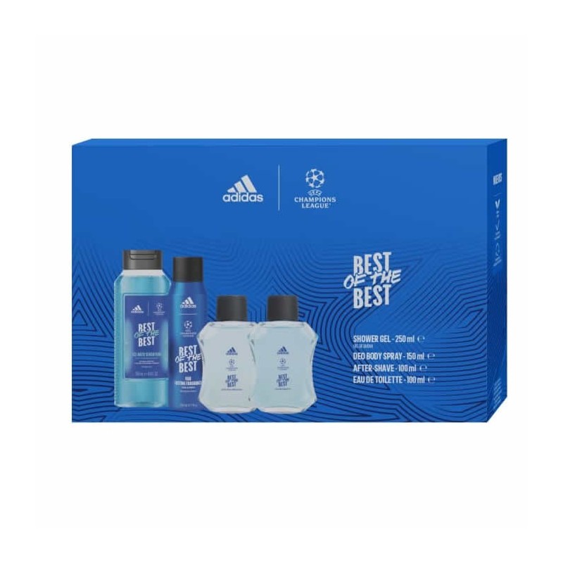 Adidas Champions League Best Of The Best Eau De Toilettte Vaporisateur 100ml Coffret 4 Produits