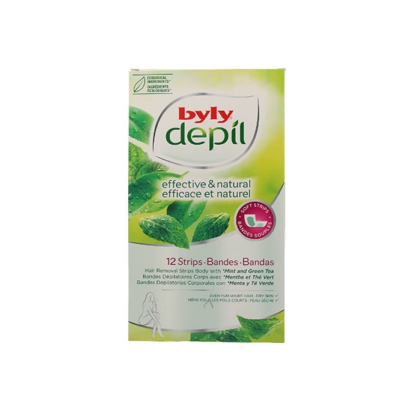 Byly Depil Bandes Dépilatoires Corps Avec Menthe Et Thé Vert 12 Unités