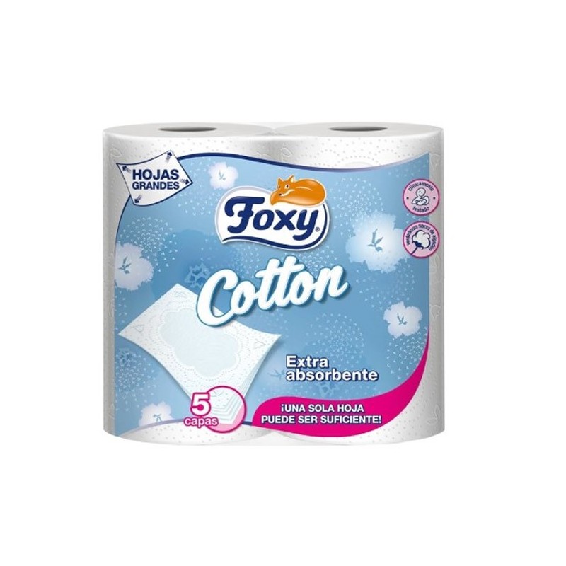 Foxy Cotton Papier Toilette 5 Couches 4 Rouleaux