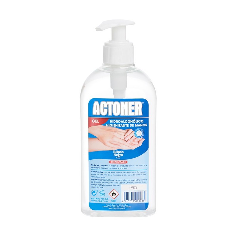 Actoner Gel Hydroalcoolique Hygiénisant Pour Les Mains Avec Pompe 500ml