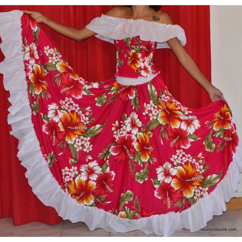 Ensemble sega Kouleur Lontan rose 36/42