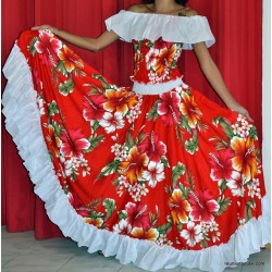 Ensemble sega Kouleur Lontan rouge 36/42