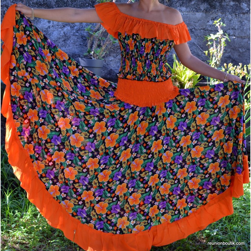 Robe sega taille 36/38 Lontan 2 Fleurs pro orange