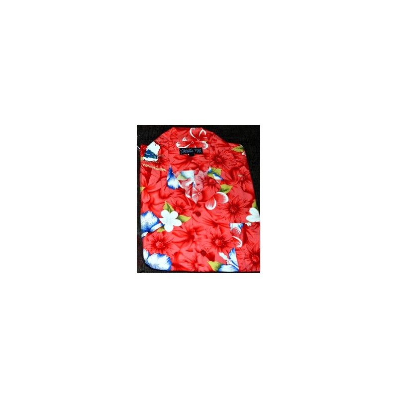 Chemise Reunion Fleurs et Hibiscus Séga Rouge L