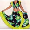 Robe sega Hibiscus volant vert fond noir 36/44